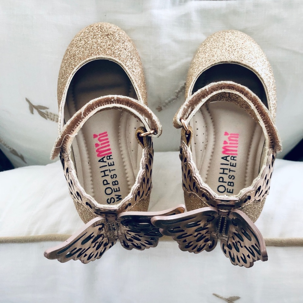 Sparkly leather butterfly ballerinas